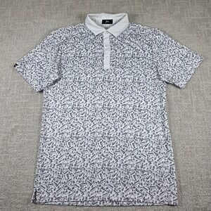 Links Golf Polo Shirt Mens Small White Novelty Hot Dog Beer‎ Print Performance